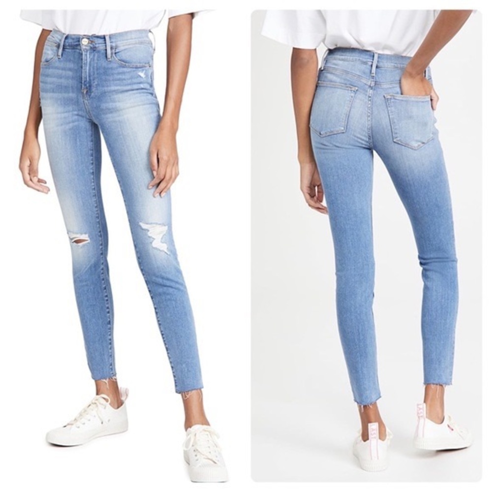 FRAME Le High Skinny Jeans Fanning Rips